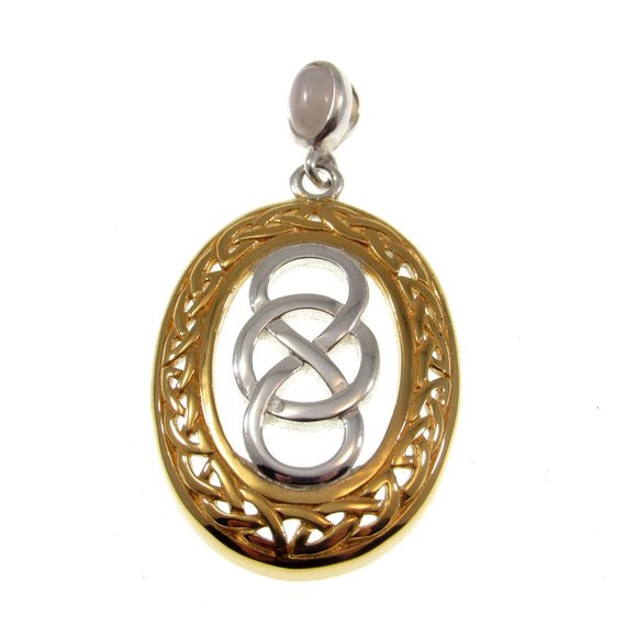 Solid 925 Sterling Silver & 18K Gold Celtic Infinity Knot Binding Spell Pendant - Picture 1 of 5